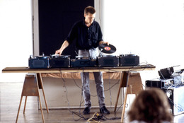 Christian Marclay performing in the P.S. 1 exhibition “Performance (Spring 1983).” Photo: John Wronn
