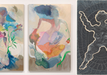 From left: Suzanne Jackson. Wind and Water. 1975. Acrylic and pencil on canvas, two panels. The Museum of Modern Art, New York. Acquired through the generosity of The Modern Women’s Fund, Alice and Tom Tisch, Anne and Joel Ehrenkranz, Marie-Josée and Henry R. Kravis, Michael S. Ovitz, Ronnie F. Heyman, and Pamela J. Joyner and Alfred J. Giuffrida. © Suzanne Jackson, courtesy the artist and Ortuzar Projects, New York; Ann Leda Shapiro. Out of the Web. 1976. Watercolor on paper. The Museum of Modern Art, New York. Gift of Jack Shear. © 2025 Ann Leda Shapiro