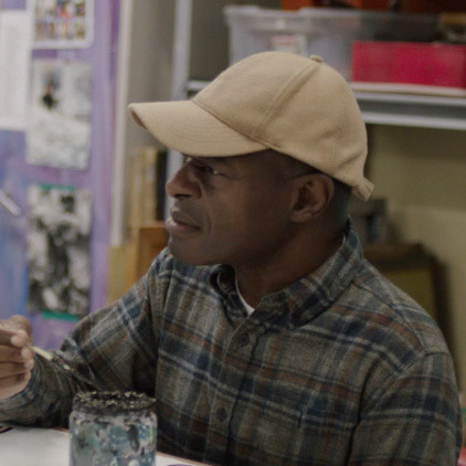 Still from Marlon Mullen painting the final piece for his solo show. 2024