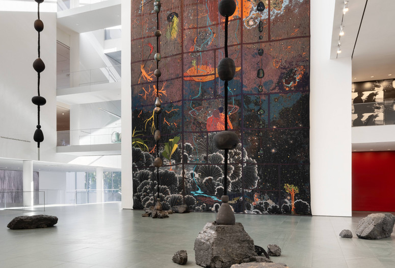 Installation view of the exhibition Otobong Nkanga: Cadence, The Museum of Modern Art, New York, October 10, 2024–June 8, 2025. Photo: Emile Askey. Digital Image © 2025 The Museum of Modern Art, New York