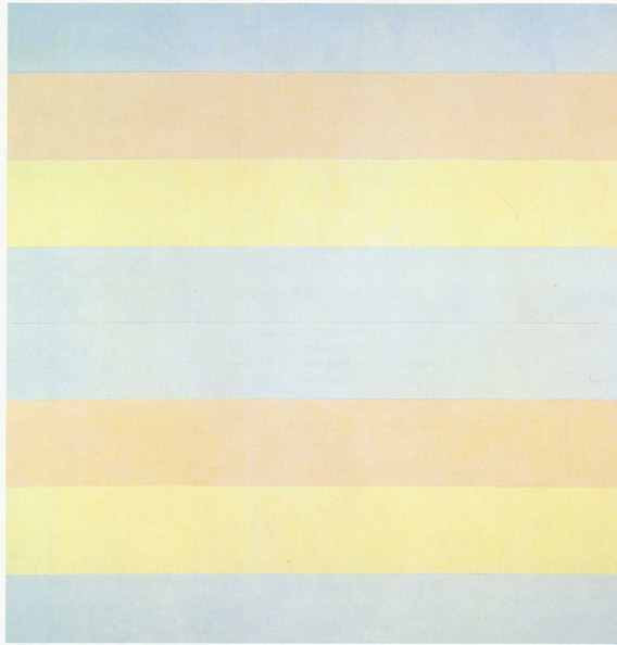 Agnes Martin. With My Back to the World. 1997. Acrylic on canvas, six panels