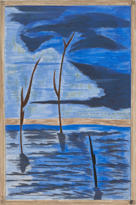 Jacob Lawrence. They did not always leave because they were promised work in the North. Many of them left because of Southern conditions, one of them being great floods that ruined the crops, and therefore they were unable to make a living where they were. 1940–41