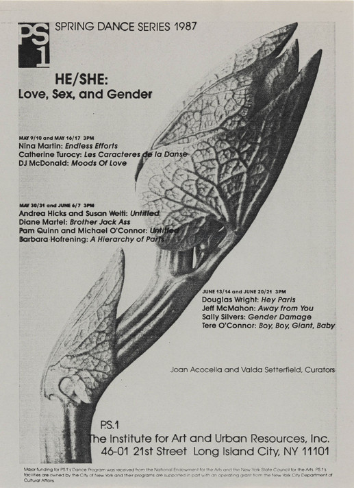 Poster for He/She: Love, Sex, and Gender, P.S.1, May 9–June 21, 1987