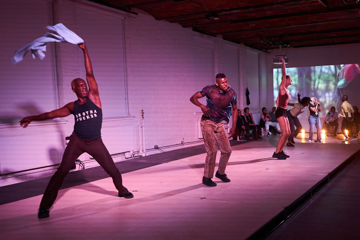 Paul Hamilton, Dwayne Brown, Lysis (Ley), Angie Pittman, and April Matthis perform in Ralph Lemon’s Tell it anyway, MoMA PS1, November 16, 2024