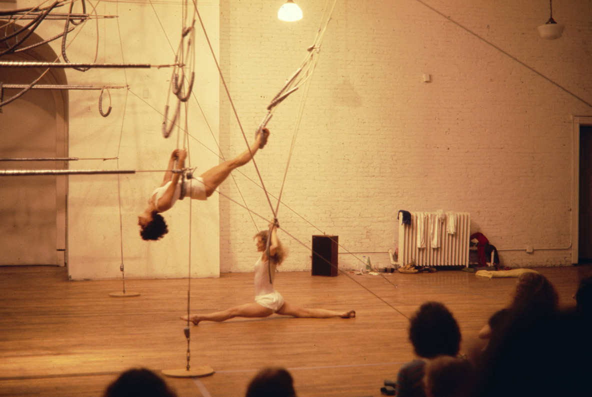 The late 1970s saw several more standalone dance performances, including Air Lines by Batya Zamir (May 20–21, 1977), in which dancers moved while suspended from a kinetic sculpture by Richard Van Buren