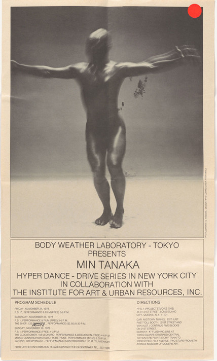 Flyer for Min Tanaka: Hyperdance – Drive Series, 1978
