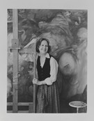 Dorothea Tanning in studio, circa 1986. Jan Butterfield papers, 1950-1997. Archives of American Art, Smithsonian Institution.