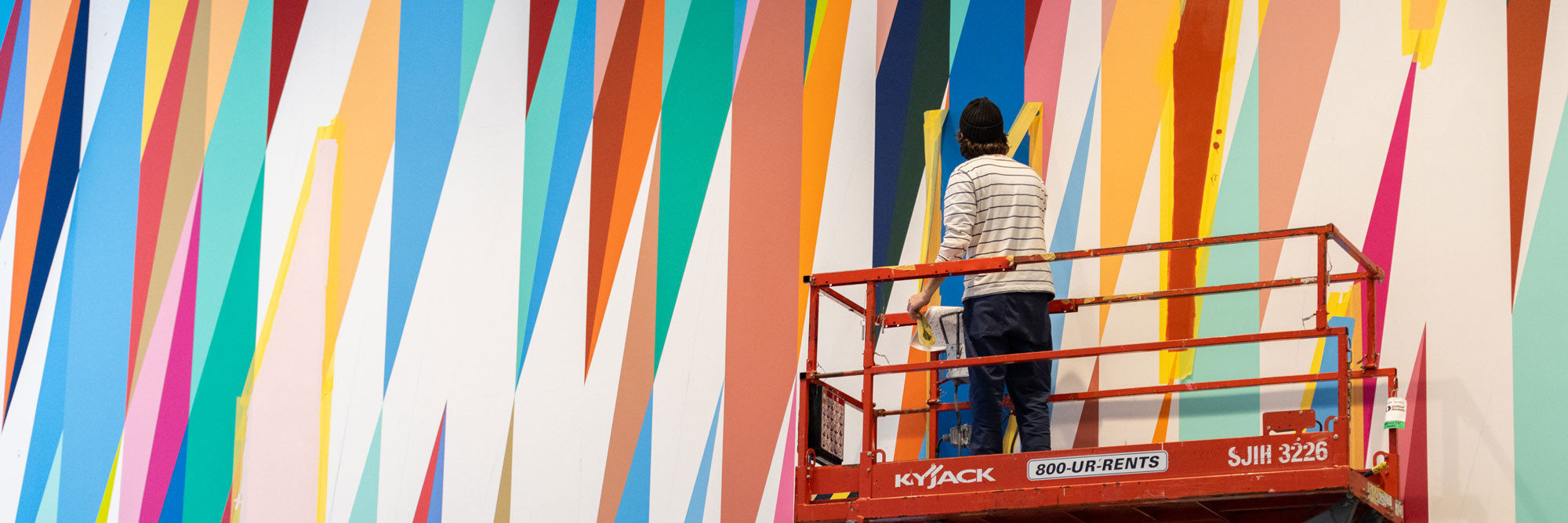 Installation in-progress view of the exhibition Odili Donald Odita: Songs from Life, April 8, 2025–April 2026. Photographed in March 2025. Photo: Jonathan Dorado. Digital image © 2025 The Museum of Modern Art, New York