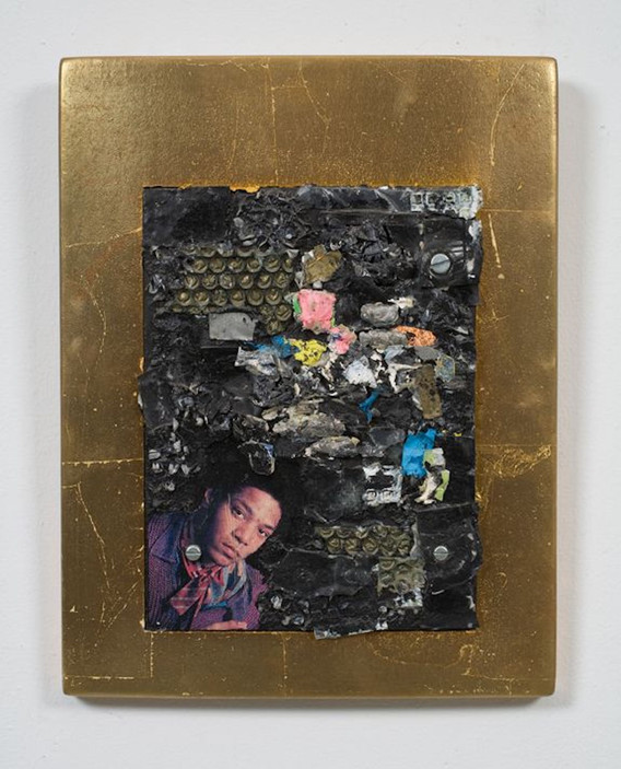 Jack Whitten. For J.M.B. 1988. Acrylic and collage on board in gold-leaf artist’s frame