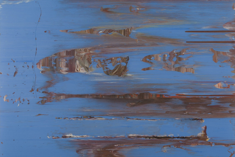 Jack Whitten. Mirsinaki Blue. 1974. Acrylic on canvas, 62 1/8 × 72 1/8″ (157.8 × 183.2 cm). Collection of the Herbert F. Johnson Museum of Art, Cornell University. Gift of Leonard and Ruth Bocour. © 2024 Herbert F. Johnson Museum of Art, Cornell University