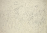 Cy Twombly. Academy. New York 1955. Oil-based house paint, pencil, colored pencil, and pastel on canvas. The Museum of Modern Art, New York. Mary Sisler bequest, Richard S. Zeisler bequest, and gift of Mrs. Sam A. Lewisohn (all by exchange)