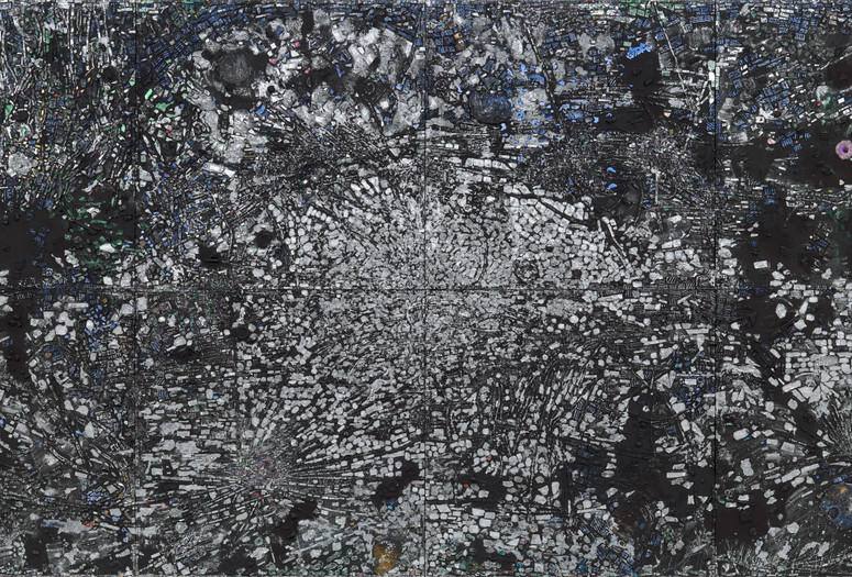 Jack Whitten. Atopolis: For Édouard Glissant. 2014. Acrylic on canvas, eight panels. The Museum of Modern Art, New York. Acquired through the generosity of Sid R. Bass, Lonti Ebers, Agnes Gund, Henry and Marie-Josée Kravis, Jerry Speyer and Katherine Farley, and Daniel and Brett Sundheim. Photo: Jonathan Muzikar. Digital image © 2025 The Museum of Modern Art, New York