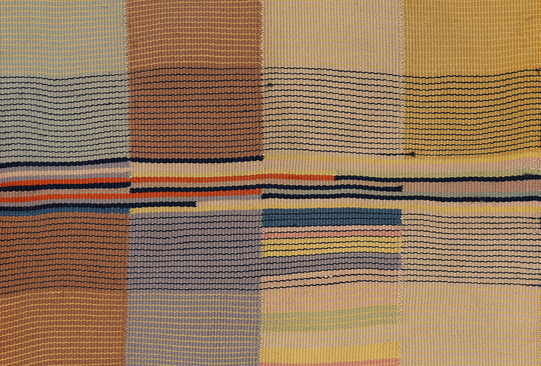 Gunta Stölzl. Weaving (detail). c. 1928. Wool. The Museum of Modern Art, New York. Gift of Ted Chung and Committee on Architecture and Design Funds. © 2025 Artists Rights Society (ARS), New York/VG Bild-Kunst, Bonn