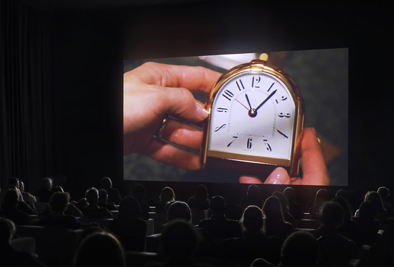 Christian Marclay. The Clock. 2010. Video (black and white and color, sound), 24 hrs. The Museum of Modern Art, New York. Promised gift from the Collection of Jill and Peter Kraus. © 2025 Christian Marclay. Courtesy Paula Cooper Gallery and White Cube. Installation view, Christian Marclay—The Clock, The Museum of Modern Art, New York, December 21, 2012–January 21, 2013. Photo: Thomas Griesel