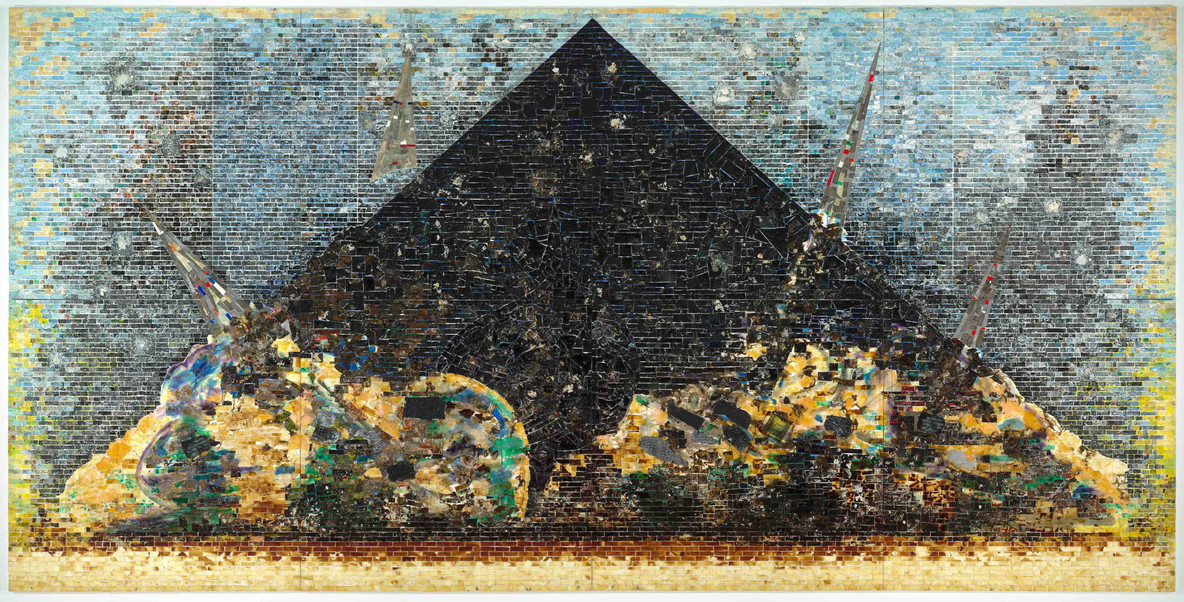 Jack Whitten. 9.11.01. 2006. Acrylic, ash, blood, hair, and mixed media on canvas