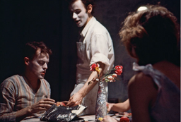 Samaras in Oldenburg’s Circus: Ironworks/Fotodeath, 1961. Photo: © Robert R. McElroy/Licensed by VAGA, New York; © Claes Oldenburg/Courtesy of Oldenburg van Bruggen Studio.