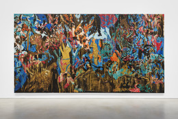 Mark Bradford. Jungle Jungle. 2021. Torn-and-pasted paper and string on canvas, 11&#39; 4 1/4&#34; × 21&#39; 7&#34; (346.1 × 657.8 cm). The Museum of Modern Art, New York. Gift of Kenneth C. Griffin. © Mark Bradford. Courtesy Hauser &amp; Wirth.