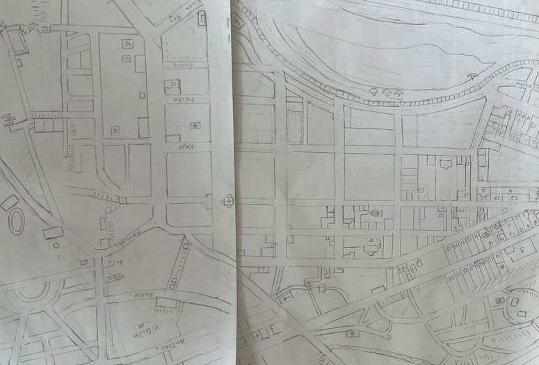 Kaunas, Lithuania, circa 1941. (From an unfinished map by Marija Oniščik, 2022)