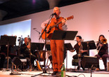 Stephen Prina and ensemble performing at the opening of Dia:Beacon, Beacon, New York, May 17, 2003. Photo: Stephanie Berger. Courtesy Dia Art Foundation