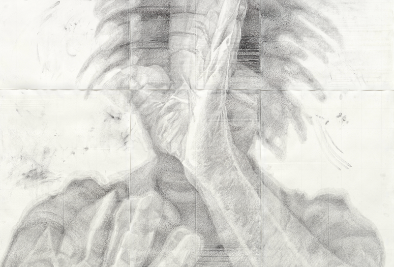 Kenturah Davis. Contending with Contingency I (detail). 2021. Carbon pencil, pencil, and blind debossing on nine sheets of paper, 132 × 81" (335.3 × 205.7 cm). Printer: [debossing] The Lowercase Printshop, Occidental College, Los Angeles, CA. The Museum of Modern Art, New York. Gift of Pamela and David Hornik