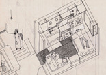 Image: Kisho Kurokawa Architect &amp; Associates. Nakagin Capsule Tower, Tokyo 1970–72. Cutaway axonometric sketch (detail), scale 1:20. January 21, 1971. Marker on tracing paper. Courtesy the architects