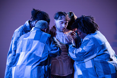Samora Pinderhughes. Rituals for Abolition. 2022. Performed December 10, 2022, in conjunction with the exhibition Samora Pinderhughes: GRIEF, The Kitchen at Westbeth. Photo: Walter Wlodarczyk. Courtesy of the artist