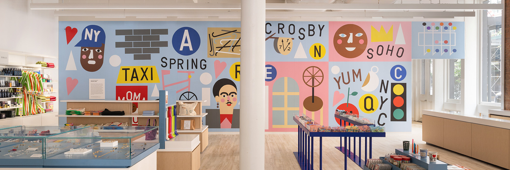Nina Chanel Abney. LOVE NYC. 2025. Mural. Installation view, MoMA Design Store Soho, 2025. Photo: Eric Petschek. Digital image © 2025 The Museum of Modern Art, New York
