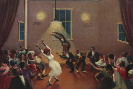 Archibald John Motley Jr. Tongues (Holy Rollers). 1929. Oil on canvas, 29 1/4 × 36 1/8" (74.3 × 91.8 cm). The Museum of Modern Art, New York. Bequest of Janice H. Levin (by exchange). © Archibald John Motley Jr. Courtesy of the Artist's Estate. Photo: David Almeida
