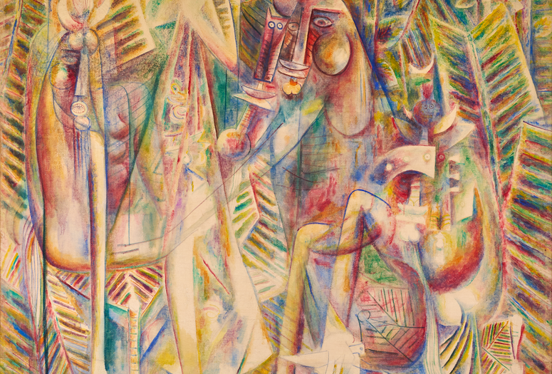 Wifredo Lam. Harpe astrale (Astral Harp). 1944. Oil on canvas. Private collection. © Wifredo Lam Estate, Adagp, Paris/ARS, New York 2025