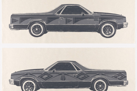 Rose B. Simpson. Maria. 2021. Lithograph on two sheets, sheet (each): 18 × 46&#34; (45.7 × 116.8 cm), overall (both sheets together): 36 × 46&#34; (91.4 × 116.8 cm). The Museum of Modern Art, New York. Deborah Wye Endowment Fund. © 2025 Rose B. Simpson