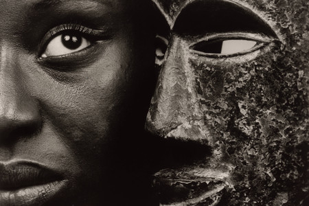 Angèle Etoundi Essamba. Héritage 2 from the series Masks. 1999. Gelatin silver print, 15 × 18 7/16" (38.1 × 46.8 cm). The Museum of Modern Art, New York. Committee on Photography Fund. © 2025 Angèle Etoundi Essamba. Photo: Robert Gerhardt