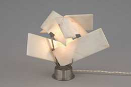 Pierre Chareau. Fleur lamp (model LP166). c. 1924. Brass and alabaster, 9 × 10" (22.9 × 25.4 cm). The Museum of Modern Art, New York. Gift of the George R. Kravis II Collection