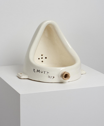 Marcel Duchamp. Fountain. 1950 (replica of 1917 original). Porcelain urinal, 12 x 15 x 18" (30.5 x 38.1 x 45.7 cm). Philadelphia Museum of Art: 125th Anniversary Acquisition. Gift (by exchange) of Mrs. Herbert Cameron Morris, 1998