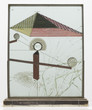 Marcel Duchamp. To Be Looked at (from the Other Side of the Glass) with One Eye, Close to, for Almost an Hour. 1918. Oil, silver leaf, lead wire, and magnifying lens on glass (cracked), mounted between panes of glass in a standing metal frame, 20 1/8 x 16 1/4 x 1 1/2" (51 x 41.2 x 3.7 cm), on painted wood base, 1 7/8 x 17 7/8 x 4 1/2" (4.8 x 45.3 x 11.4 cm), Overall 22" (55.8 cm) high. The Museum of Modern Art, New York. Katherine S. Dreier Bequest. © 2026 Artists Rights Society (ARS), New York / ADAGP, Paris / Estate of Marcel Duchamp