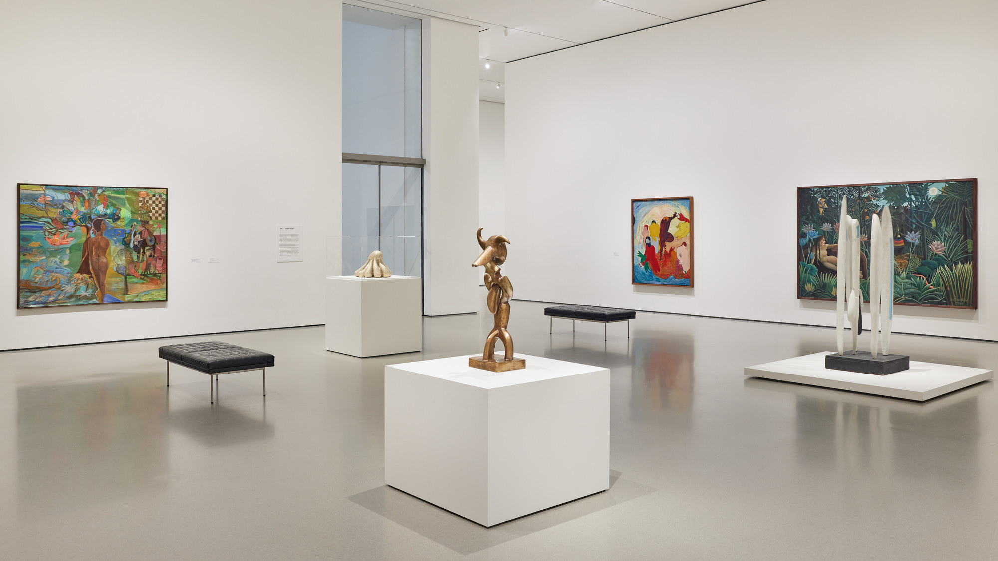Installation view of the gallery "Jungle Jungle” in the exhibition "1980–Today: Works from the Collection," May 2, 2025–ongoing. Photographed in May 2025 by Martin Parsekian.