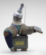 John Outterbridge. Broken Dance, Ethnic Heritage Series. c. 1978–82. Stainless steel, wood, leather, sewn cloth, and ammunition box, 34 x 29 1/4 x 33" (86.4 x 74.3 x 83.8 cm). Gift of Marlene Hess and James D. Zirin. © John Outterbridge. Courtesy of the artist.