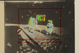 Buzzco Productions/Buzzco Associates. MTV cel setup: Astronauts. c. 1983. Marker and pencil on celluloid and photo paper, 11 7/8 × 14" (30.2 × 35.6 cm). The Museum of Modern Art, New York. Buzzco/Perpetual Motion Collection, Gift of Buzzco Associates, Inc., 2013