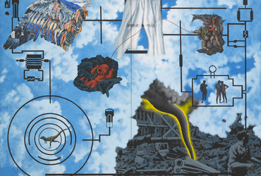 David Wojnarowicz. Wind (for Peter Hujar). 1987. Acrylic and cut-and-pasted paper on wood, two panels, 6 x 8' (182.9 x 243.8 cm). Promised gift of Second Ward Foundation. © 2026 Estate of David Wojnarowicz