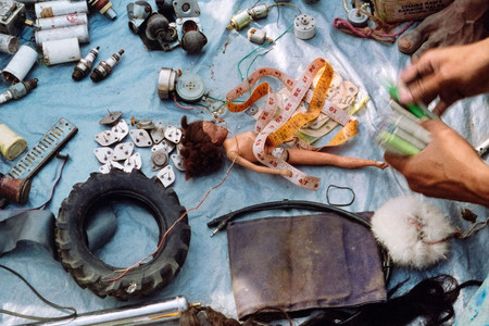 Vivan Sundaram. Great Indian Bazaar (detail). 1997. Inkjet prints and metal frames, dimensions variable. The Museum of Modern Art, New York. Committee on Photography Fund. © The Estate of Vivan Sundaram