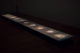 Teresa Margolles. Plancha. 2010. Steel plates, water was absorbed in the places of violent acts, and heating elements. Installation view, Artes Mundi, National Museum Cardiff and Chapter, Wales, United Kingdom, October 2012–January 2013. Courtesy of the artist and National Museum Cardiff. © 2026 Teresa Margolles. Photo: Gabinete TM