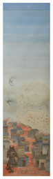 Nilima Sheikh. Surveillance (recto) from Shahid/Witness. 2025-26. Casein tempera on canvas. Commissioned by Kiran Nadar Museum of Art. Image courtesy: Kiran Nadar Museum of Art.