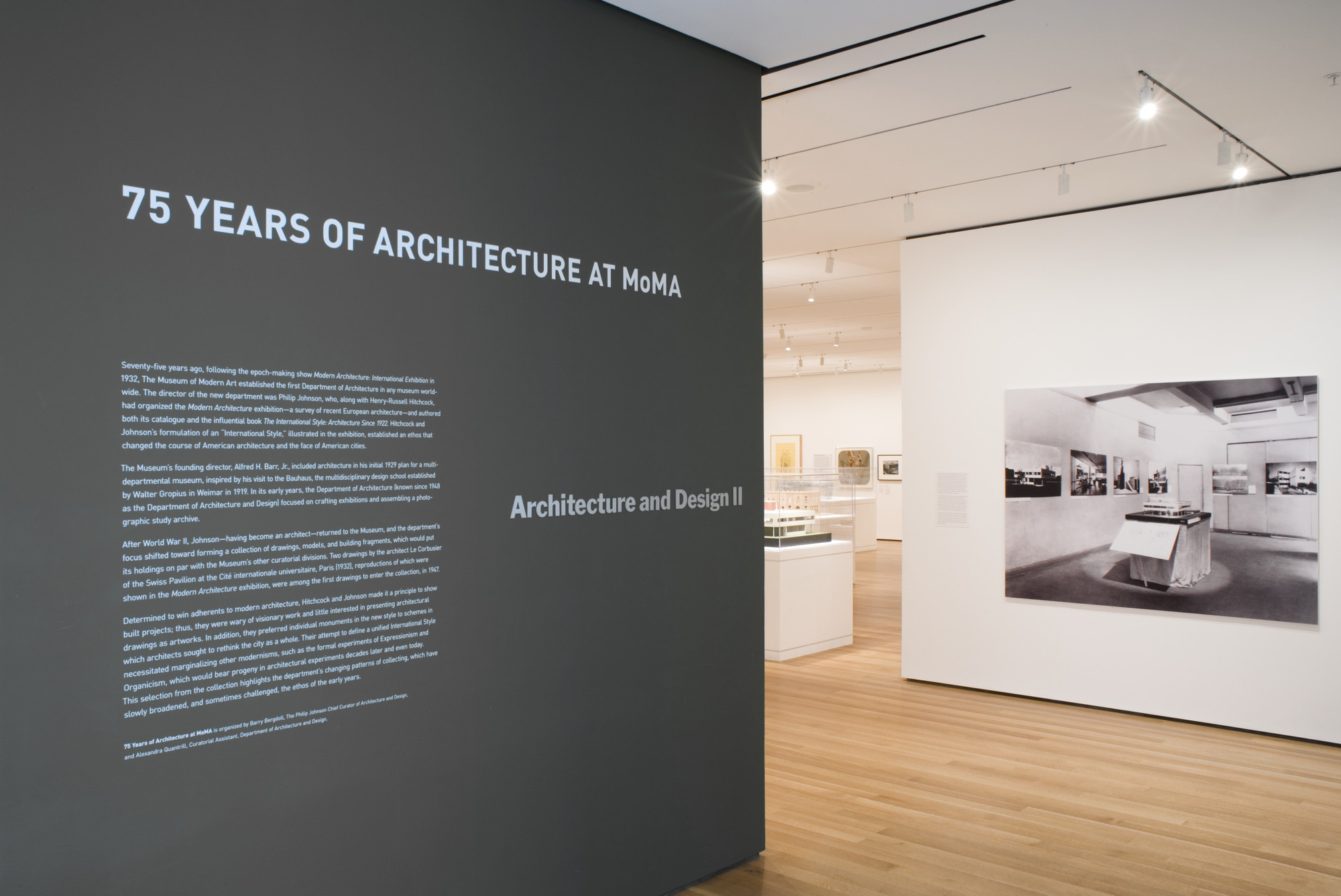 Installation view of the exhibition "75 Years of Architecture at MoMA