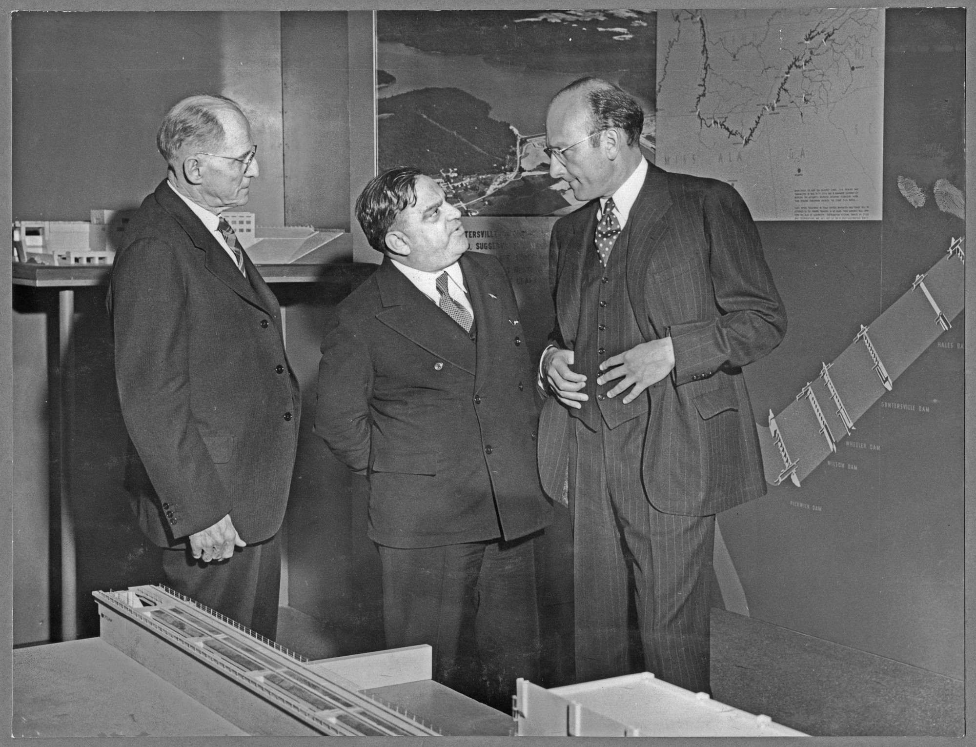 "Left to right Harcourt A. Chairman of the Board of TVA; Mayor