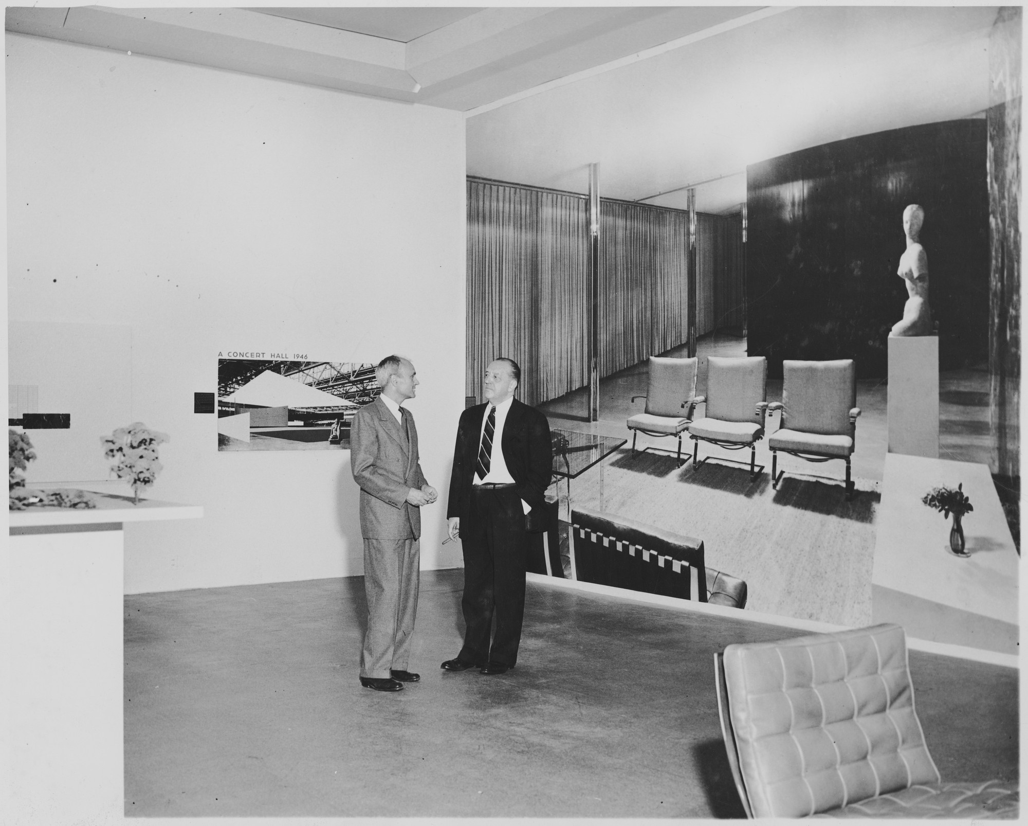 Mies van and Phillip Johnson," at the exhibition, "Mies van der Rohe" | MoMA
