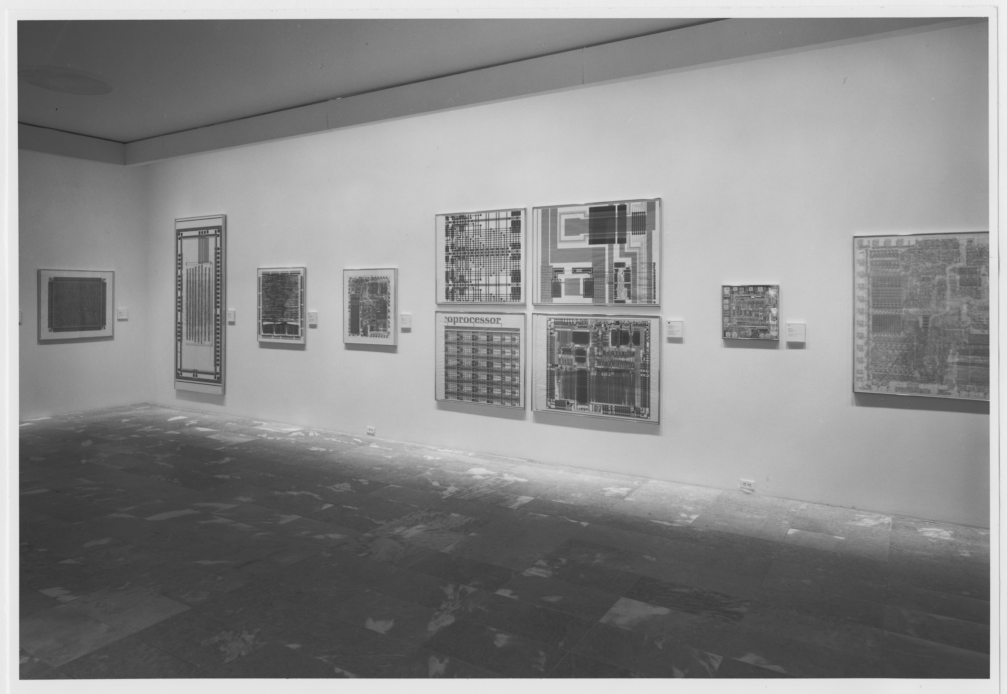 view of the exhibition, "Information Art: Diagramming Microchips" | MoMA