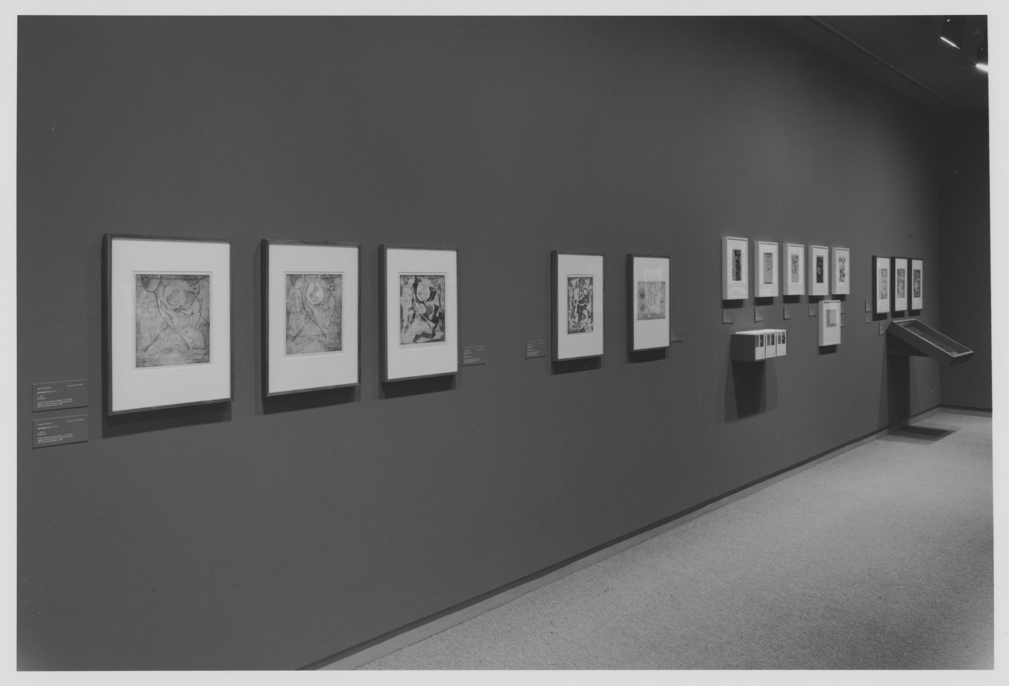 Installation view of the exhibition "Focus Pollock and Printmaking" MoMA