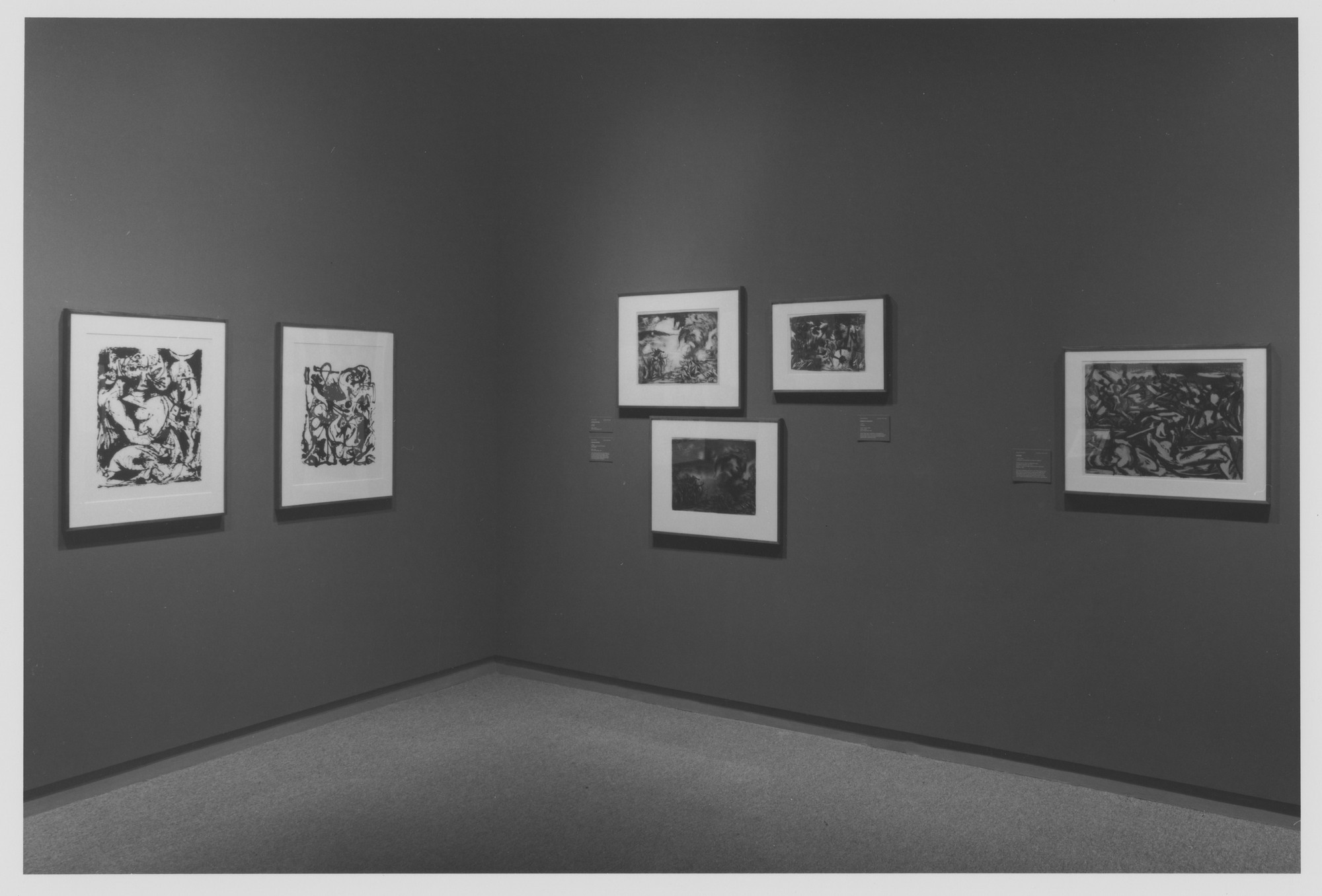 Installation view of the exhibition "Focus Pollock and Printmaking" MoMA