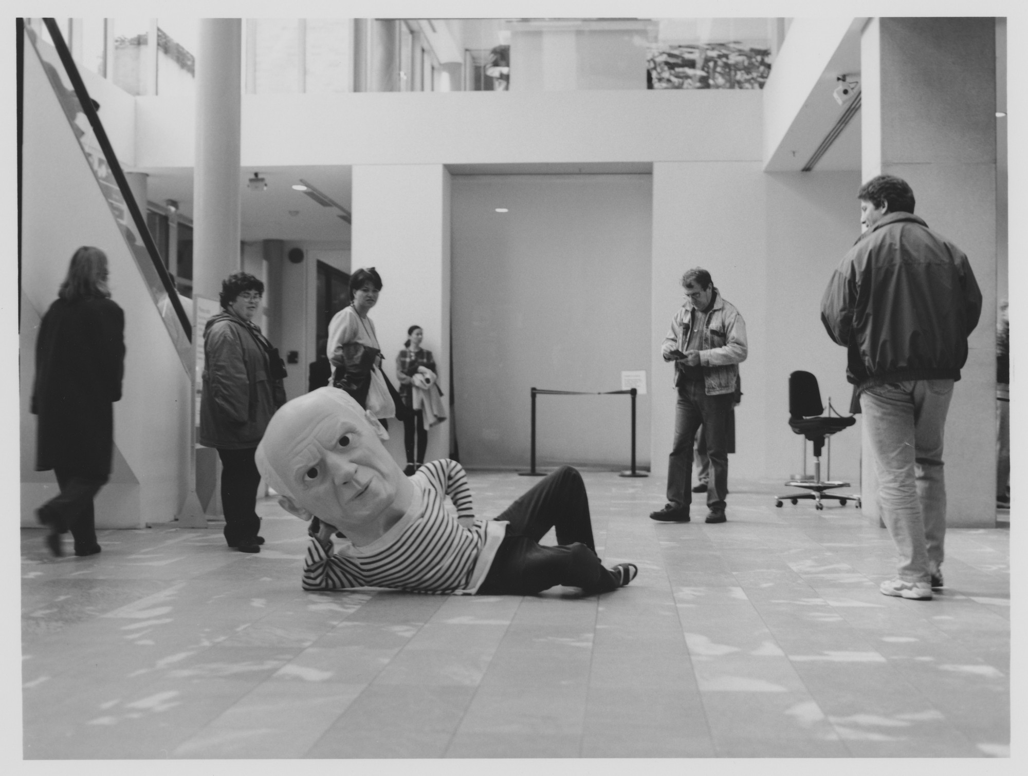 Installation view of the exhibition "Projects 65 Maurizio Cattelan" MoMA