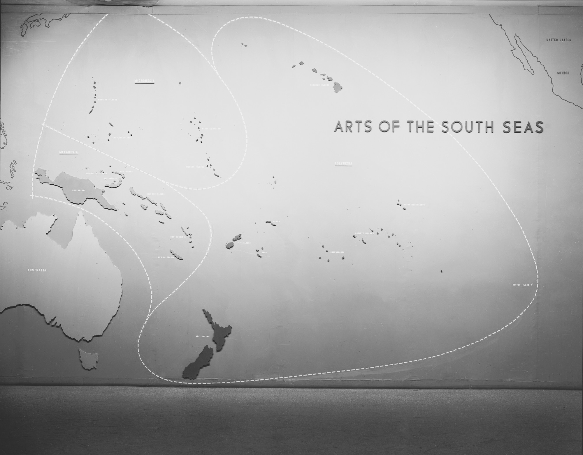 Installation view of the exhibition "Arts of the South Seas." January 29, 1946–May 19, 1946. Photographic Archive. The Museum of Modern Art Archives, New York. IN306.1