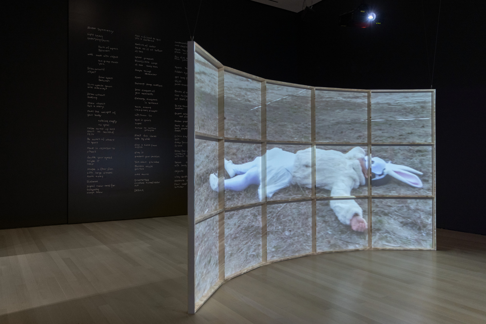 Installation view of the exhibition “Joan Jonas: Good Night Good ...